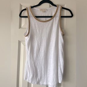 Michael Kors White with gold beading tank
